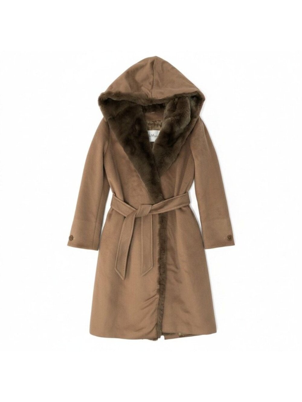 Max Mara Alpaca Wool Fur Coat Brown